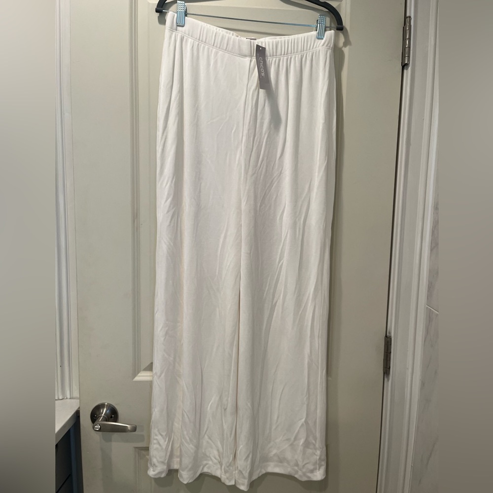 Chico’s Women’s Acetate Palazzo Lined Pants Cream Size 1R NWT